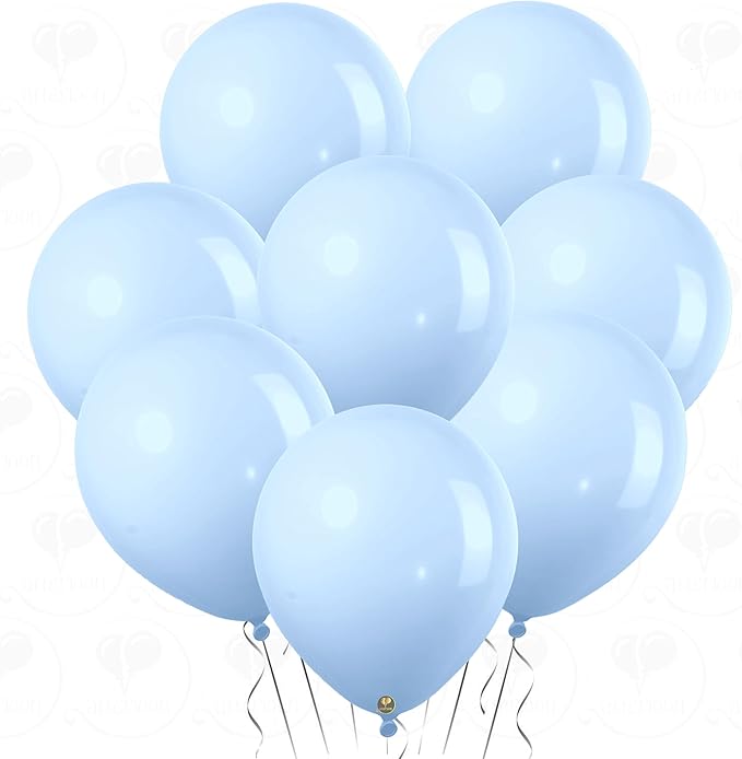 AFTERLOON® Biodegradable Mini Balloons 50 pcs Pastel Baby Blue 5 Inch, Matte Color Thickened Extra Strong Latex Helium Float, Baby Shower Gender Reveal Garland Wedding Birthday Party Decorations