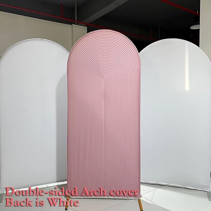 HUAYI Pink Ripples Pattern Arch Backdrop Cover for Birthday Party Wedding Baby Shower Decorations Chiara Backdrops Arched Wall Frame Stands Covers Props GP-456 3ft * 6ft