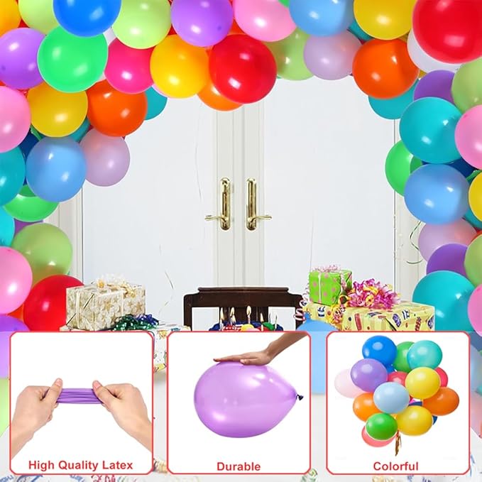 600 Pcs Balloons Assorted Color, Rainbow Birthday Balloons Bulk Pack of Strong Latex Balloon for Birthday Wedding Anniversary Party Decorations