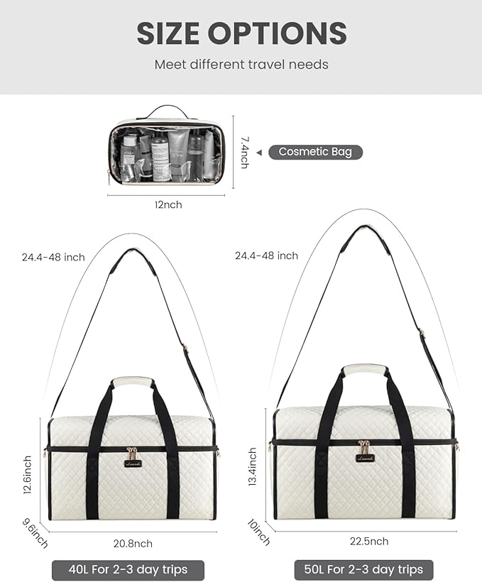 LOVEVOOK Travel Duffle Bag - Weekender & Overnight Bag with Toiletry & Wet Pocket, Carry-On Size, 3pc Set