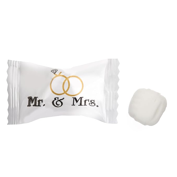 Candy Envy - Mr. and Mrs. Buttermints - 13 oz. Bag - Approximately 100 Individually Wrapped Mints - Wedding Favors