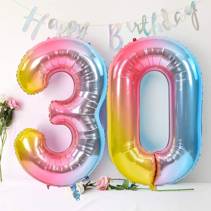 TONIFUL 40 Inch Rainbow Large Numbers Balloons 0-9, Number 7 Digital 7 Helium Balloons, Foil Mylar Big Number Balloons for Birthday Party Anniversary Supplies Decorations
