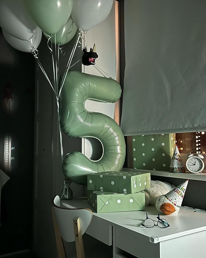 Sage Green Number 7 Balloon 40 Inch, 7 Balloon Number, 7th Birthday Decorations, Oliver Green Party Supplies for Boys Girls