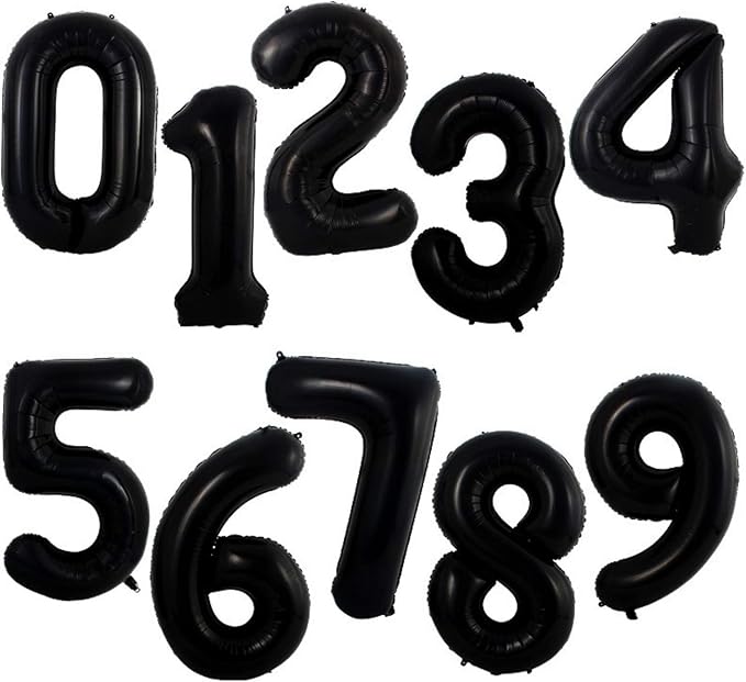 YPSelected 32 Inch Large Foil Helium Number Balloon Birthday Wedding Party 0-9 (Black, 7)