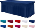 Smiry Spandex Tablecloth, Elastic Fitted Stretch Tablecloth for 5FT Rectangle Tables, Waterproof Washable Table Cover Skirt for Outdoor, Wedding, Banquet & Parties (Navy, 60Lx30Wx30H Inch)