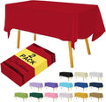 Red Plastic Tablecloths 2 Pack Ruby Disposable Table Covers 54 x 108 Inch Bridal Party Tablecovers PEVA Table Cloths for BBQ Picnic Birthday Wedding Banquet Parties 8 ft Rectangle Table Use