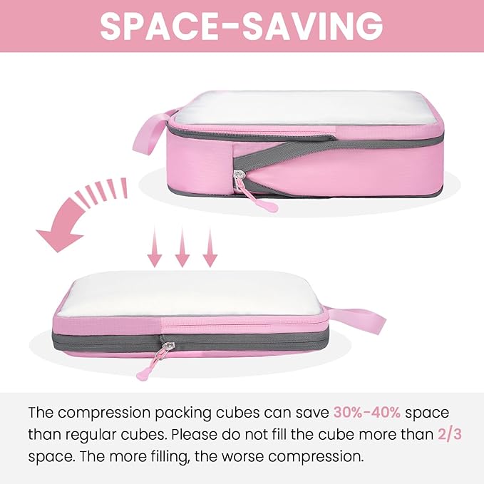 BAGAIL 6 Set Ultralight Compression Packing Cubes Packing Organizer for Travel Accessories Luggage Suitcase Backpack