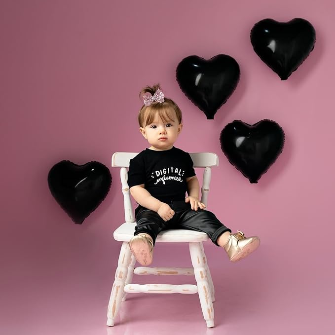 Black Heart Balloons,10Pcs Black Foil Heart Shaped Love Balloons,18Inch Helium Polyester Film Balloon for Valentines,Engagement,Birthday,Anniversary,Wedding Party Decorations