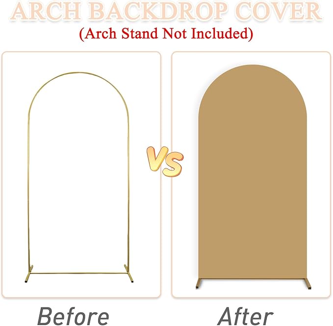 Brown Arch Cover Set of 2 Spandex Fitted Arch Stand Cover 7.2FT 6FT Wedding Arch Backdrop Stands Cover Chiara Arch Frame Cover Backdrop Fabric for Birthday Party Baby Shower Arch Decoration