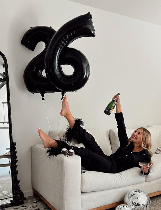 Black Number 2 Balloons – 40 Inch Giant Foil Number Balloon, Black Number Balloon for Men Women Boys Girls Birthday Graduation Anniversary Party Decorations