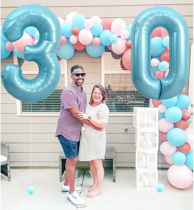 Pearlescent Blue Number 8 Balloon 40 Inch, 8 Balloon Number, 8th Birthday Decorations, Pearlescent Blue Party Supplies for Boys Girls