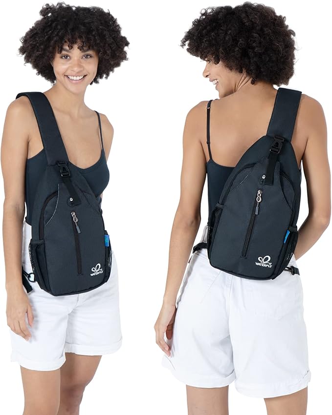 WATERFLY Small Hiking Sling Bag: Crossbody Sling Backpack Chest Bag Daypack for Men Women with Skin-Friendly Shoulder Strap