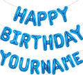 TONIFUL 65 Pcs 16 Inch Blue Happy Birthday Balloons and 2 Sets A-Z Foil Letters Balloons DIY Personalized Phrase Banner for Birthday Celebration Halloween Thanksgiving Christmas Party Decorations