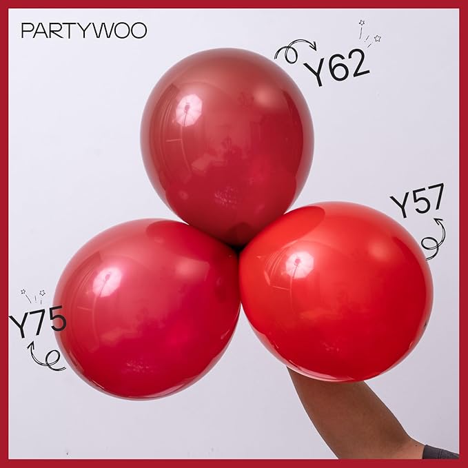 PartyWoo Burgundy Balloons 140 pcs Different Sizes of 18 12 10 5 Inch Dark Chestnut Red Maroon Balloon Arch Kit Garland for Birthday Graduation Anniversary Cherry Casino Party Decorations Red-Y62