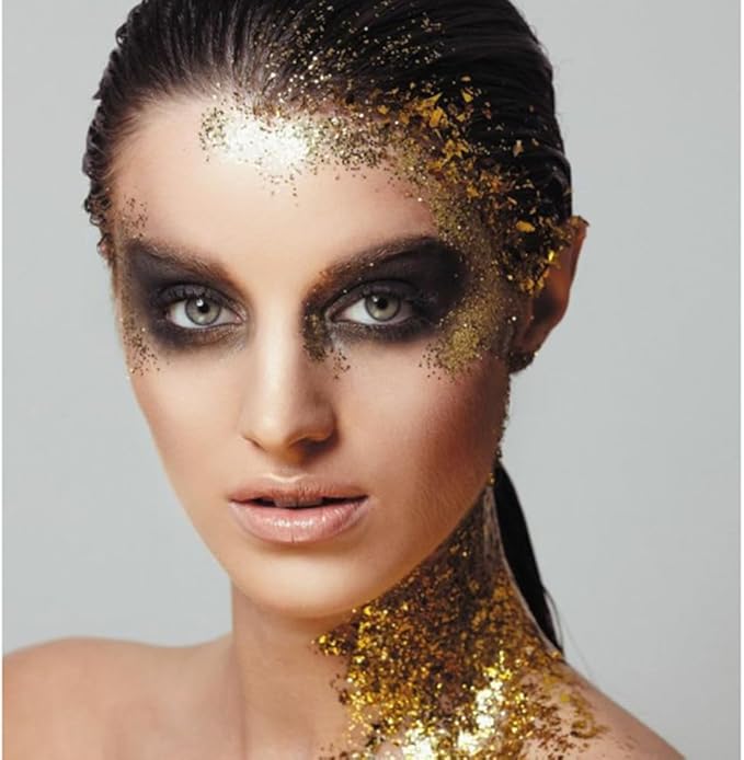 Go Ho White Silver and Gold Face Body Glitter Gel,Holographic Long Lasting Chunky Sequins Glitter Makeup for Singer Concerts,Parties,Performances,Stages,Festival Rave Accessories