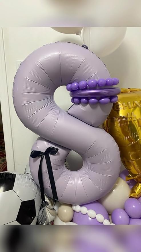 Lilac Number 2 Balloon 40 Inch, Lavender 2 Balloon Number, Lilac Mauve 2nd Birthday Decorations for Baby Girls Boys Toddlers