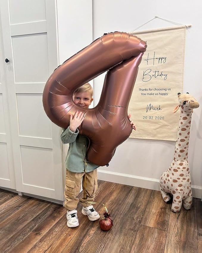 40 Inch Coffee Brown Number 0 Balloon, Giant Number 0 Balloons for 10th 20th 30th 40th Birthday Decorations, Party Supplies for Baby Boy Girl, Coffee Brown Party Decor