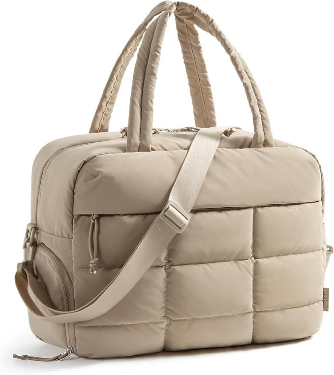 BAGSMART Gym Bag for Women, Carry on Travel Duffel Bag, Water-resistant Weekender with Shoe Compartment for Gym Travel Work, Desert, Medium