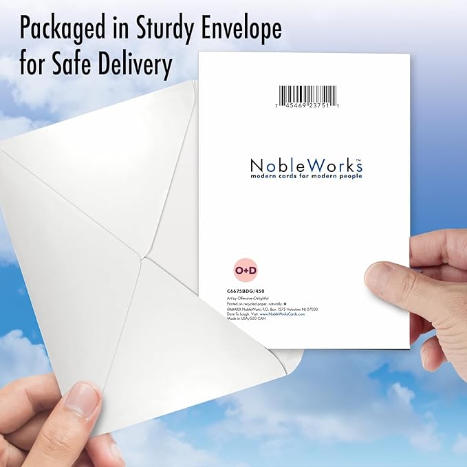 NobleWorks - Funny Happy Birthday Card with Envelope - Colorful Humor Card, Greeting Note - Brains Are Greater C6675BDG