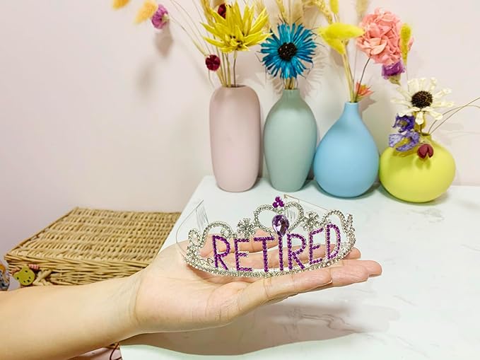 JETKONG Retirement Party Decorations - Tiara/Crown & Sash for Women, Party Supplies & Favors (Purple)