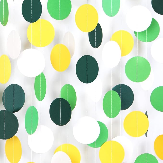 Yellow Green White Party-Decorations Garland - 52Ft Spring Summer Hanging Paper Streamers Banner, Graduation Birthday Wedding Engagement Baby Shower Garden Tea Party Decor Ouruola