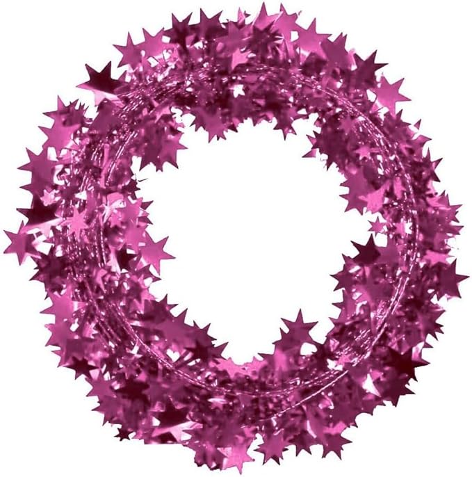 PMU 75 Ft Star Wire Shiny Garland Light Pink - Halloween, Christmas Party, Wedding, Birthday, Festive Home Decoration Ornament Light Pink (3pc-25Ft Each)
