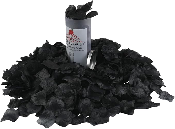 CODE FLORIST 1500 PCS Black Silk Rose Petals,Romantic Night,Wedding,Proposal Anniversary Flower Decorations(Separated,Scented)