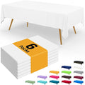 Smiry Disposable Table Cloth - 6 Pack, 54 x 156 Inch Waterproof Rectangle Tablecloths for Parties, Decorative Plastic Table Cover, Leakproof & Sturdy, White