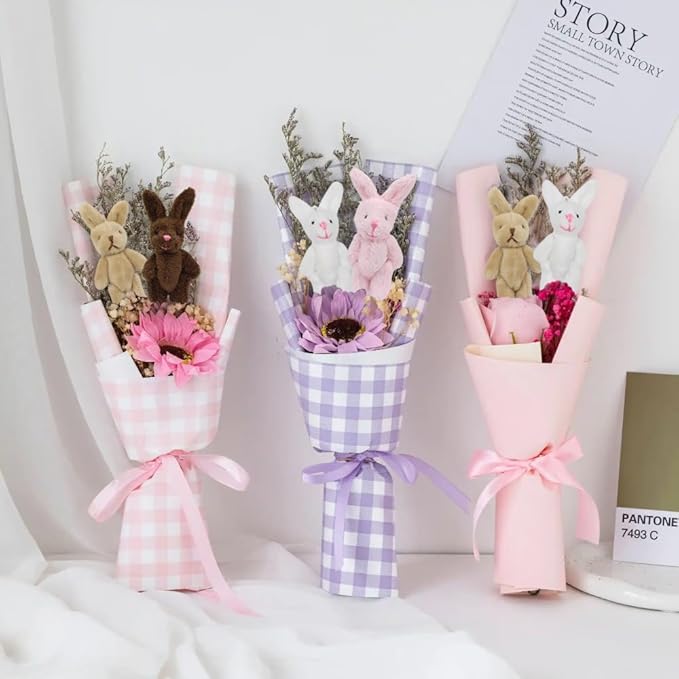 Mini Plush Bunny, 12 Pcs Tiny Stuffed Animals, 3.2 Inch Easter Bunny Doll, Soft Rabbit for Easter, Birthday, Wedding Decorations, Easter Basket Stuffers (3.2 Inch)