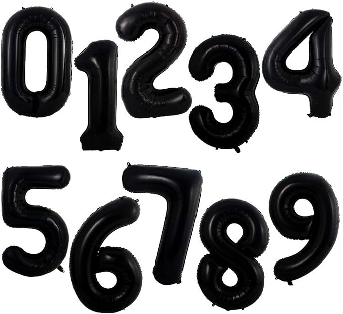 40 Inch Large Foil Helium Number Balloon Birthday Wedding Party 0-9 (Black, 3)
