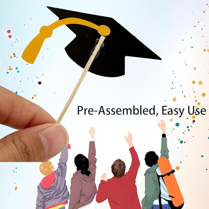 2026 Graduation Cupcake Toppers, 48 PCS Food/Appetizer Picks For Graduation Party Mini Cake Decorations, Diploma, 2026, Grad Cap Set 48 Pieces (05 Purple)