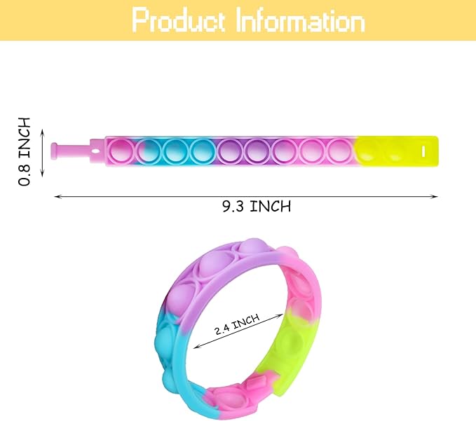 120 Pcs Pop Bubble Bracelet Fidget Toys, Pop Wristband Fidget Bulk Toy for Party Favors, Halloween Christmas Valentine Gifts Students Gifts Classroom Prizes Goodie Bag Stuffers for Kids