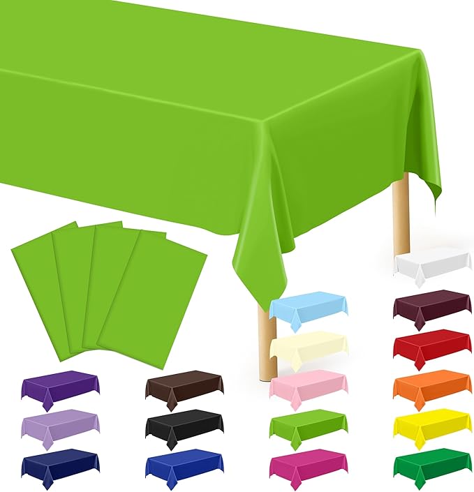 QZYL 4 PCS Plastic Tablecloth, 54 x 108 Inches Waterproof Disposable Table Cloth, Spring Tablecloth of Baby Shower Football Party Decorations, Table Cover for Rectangle and Round