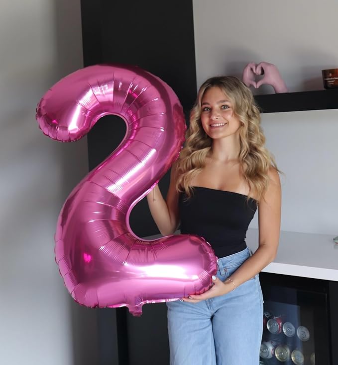 40 Inch Pink Number 6 Balloon, Giant 6 Number Balloons for 6th Birthday Decorations, Party Supplies for Baby Boy Girl, Pink Party Decor