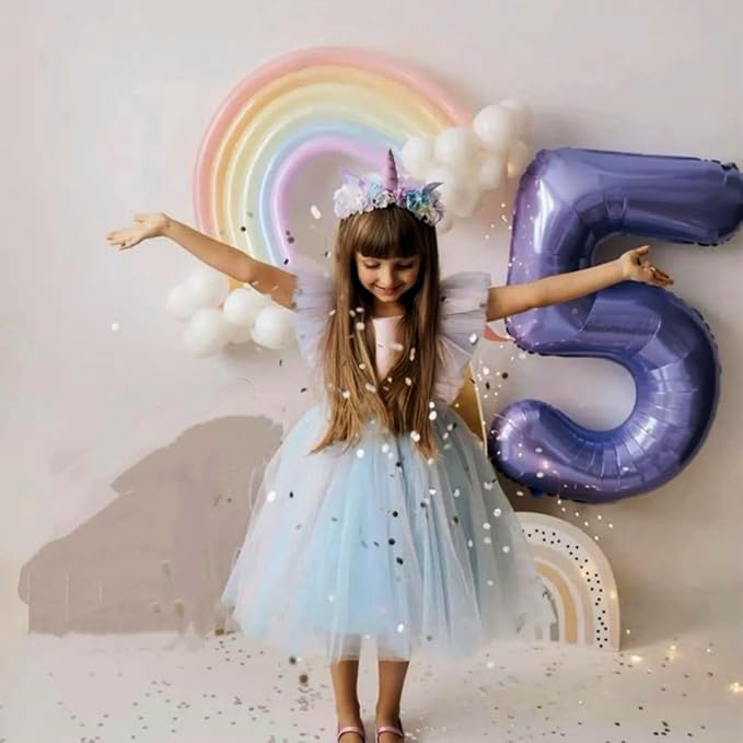 Number 5 Balloons 40 Inch Foil Balloons for Boys And Girls, Purple Numbers Balloon for 5, 15, 25, 50 Birthday Party Decoration, Anniversary, Wedding, Single Supplies