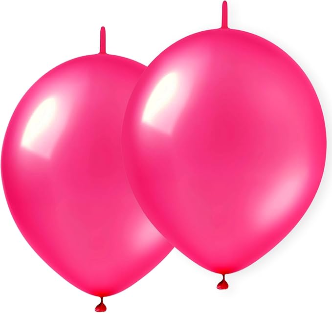 Link Balloons 6 Inch - 100 Pcs Quick Link Balloon Latex Linking Balloons Connected Linkable Balloon Birthday Wedding Party Decorations(Rose)