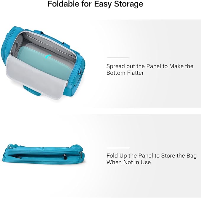 Hanke Foldable Underseat Carry On luggage Bag, Travel Tote Bag for Women & Men, Personal Item Travel Bag Softside Lightweight Luggage Bags for Travel Flight Crew Overnight Weekender.(Caribbean Blue)