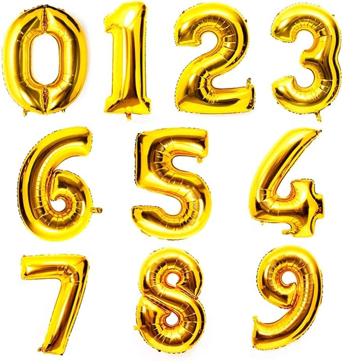 40 Inch Large Foil Helium Number Balloon Birthday Wedding Party 0-9 (Gold, 2)