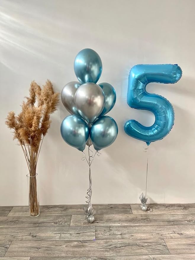 5 Number Balloon 40 Inch, Foil Balloons for Boys And Girls, Light Blue Number Balloons for 5, 15, 25, 50 Birthday Party Decoration, Anniversary, Wedding, Single Supplies