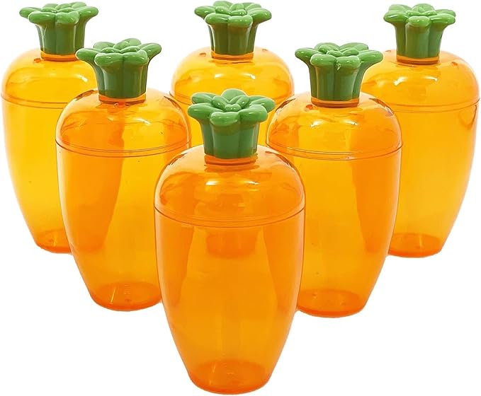 The Dreidel Company Fillable Easter Carrots Containers, Bright Orange Plastic Carrot, Perfect for Easter Hunt, Surprise 5.5" Inch Carrots (48-Pack)