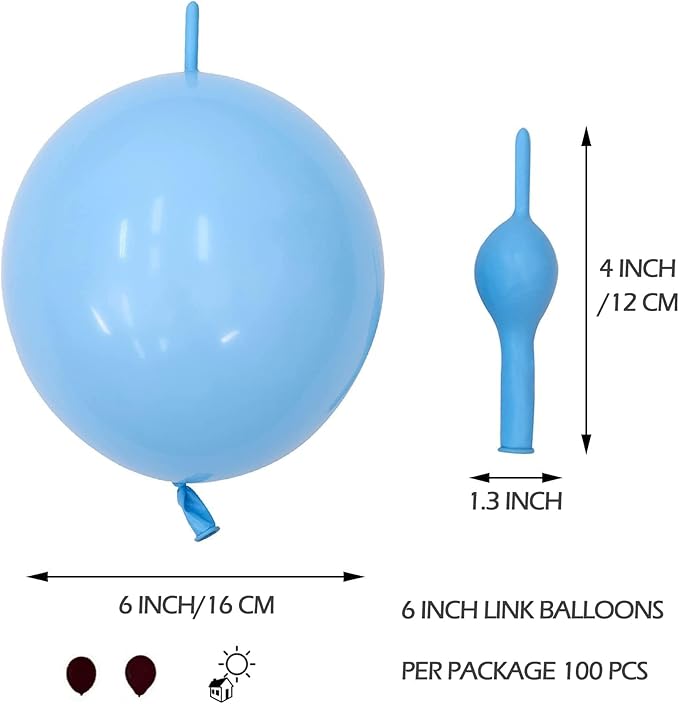 IN-JOOYAA 6 Inch Pearlescent Rose Gold Latex Link Balloon 100 Pcs Quick Link Balloons for Party Decoration