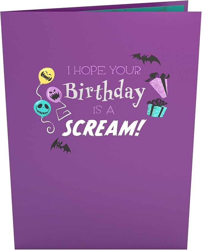 Lovepop Happy Birthday Pop-Up Card for Her and Him- 3D Disney Birthday Greeting Cards for Boys, Girls, Men, Women - Scream - 5" x 7" Jack Skellington Card - Blank Note Card & Envelope Included