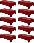 VidaFete Tablecloth 10 Pack 90 * 132inch Rectangle Table Cloth Polyester, Stain Wrinkle Resistant Polyester Dining Table Cover for Kitchen Dinning Party Wedding Rectangular Buffet Decoration(Red)