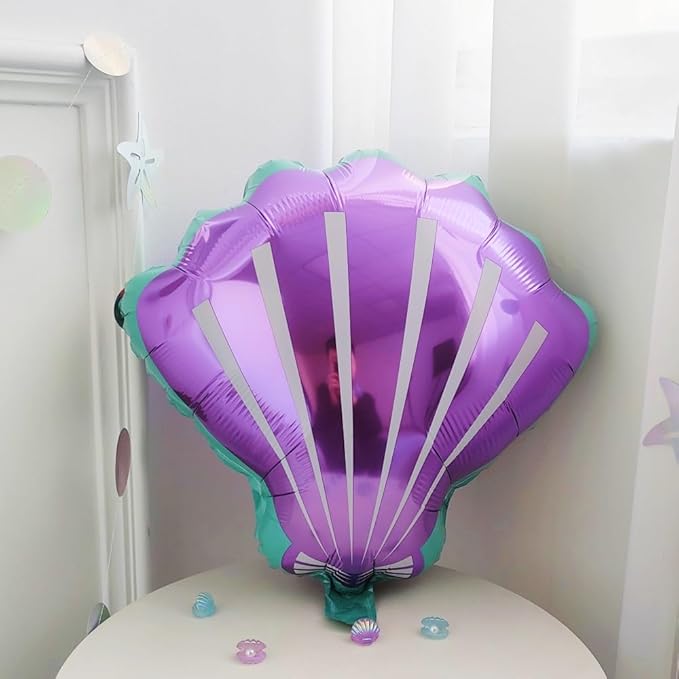 Mermaid Balloon Garland Arch Kit, Pastel Pink Purple Teal Blue Clear Balloons with Tail Seashell Foil Balloons for Little Mermaid Birthday Party Decorations Summer Under The Sea Ocean Party