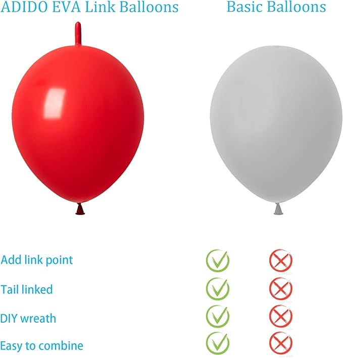 Link Balloons Red 6 Inch Latex Quick Linkale Balloon 160 Pcs for Birthday, Halloween, Christmas, Party Festival Decorations