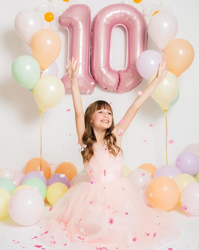 15 Number Balloons, 40 Inch Pearl Pink Balloons for Woman Man 15th Birthday Decoration, Foil Number 15 Ballon for 15, 51 Anniversary, Bridal Shower, Graduation, Wedding, Valentine's Day, Mother's Day