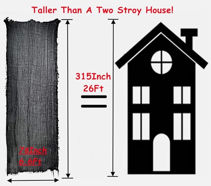 Halloween Black Creepy Cloth 315 x 79 inch Spooky Halloween Decoration for Haunted Houses Outdoor Party Supplies