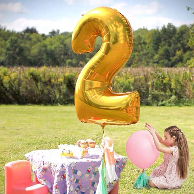 TONIFUL 40 Inch Gold Large Numbers 0-9,Number 4 Digital Helium Balloons,Foil Mylar Big Number Balloons for 2026 Graduation New Year Eve Birthday Party Supplies Decorations