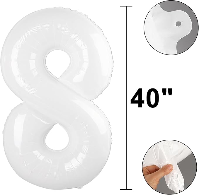 40 Inch White Number 18 Digital Balloon,Jumbo Mylar Foil Helium Balloon for 18 Balloons for Birthday Party,Wedding Anniversary Party Decorations