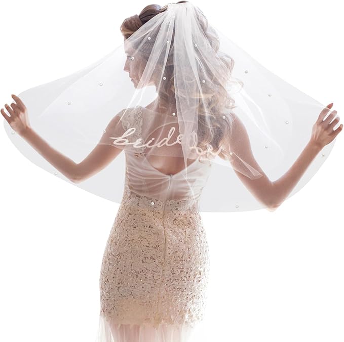 Bride To Be Embroidered Veil, Bride Veil for Bachelorette Party White Veils for Brides Accessories for Bridal Showers Favor